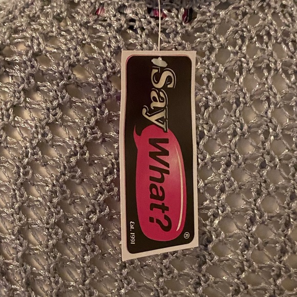 Silver open knit sweater NWT by SayWhat? Size small - Picture 7 of 7